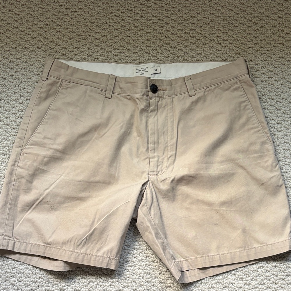 Club Monaco Tan Flat Front Shorts
